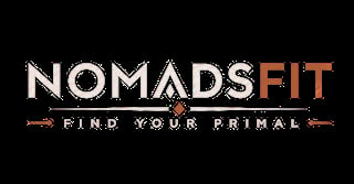 NomadsFit logo with tagline Find Your Primal on black background